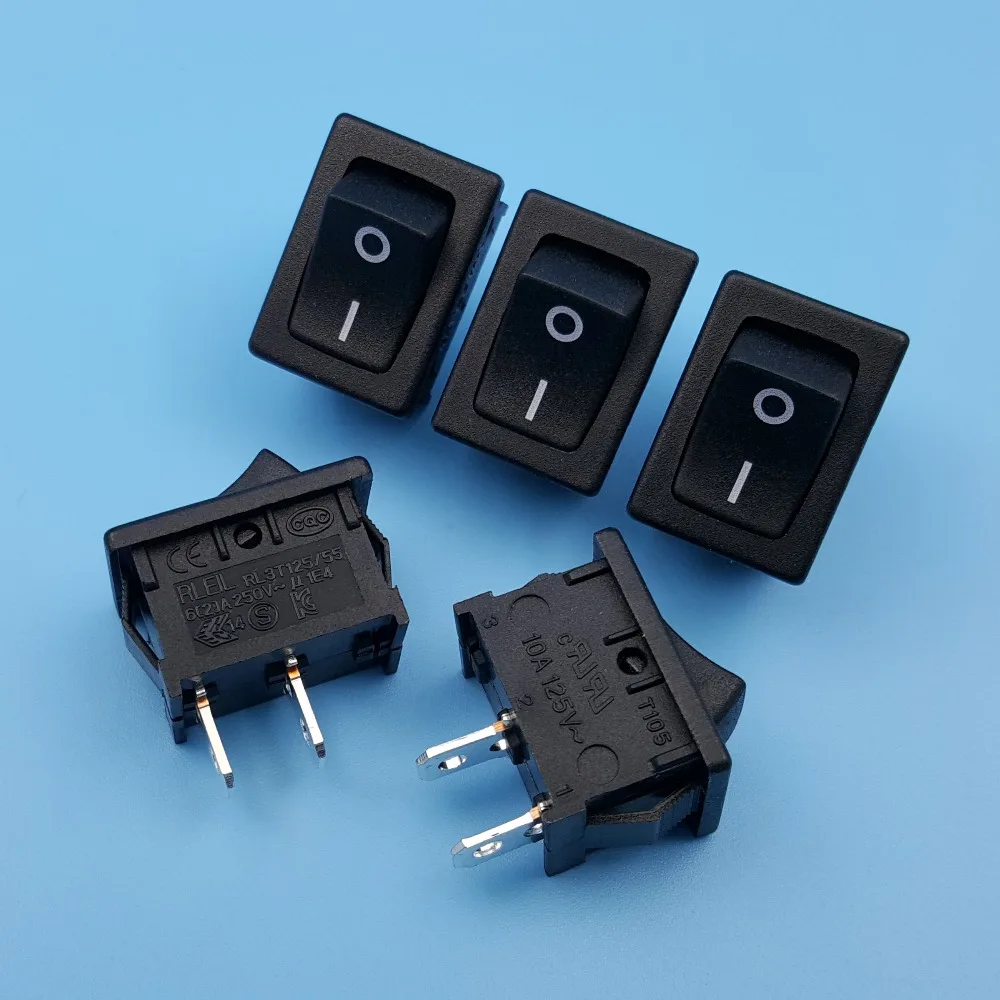 10 шт. RLEIL RL3 1 2Pin ВКЛ ВЫКЛ поддерживаемый SPST мини переключатель 6A 250 в крепление