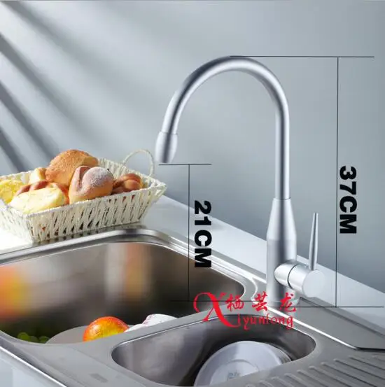 Manufacturers wholesale space aluminum kitchen faucet hot&ampcold vegetables basin sink Single hole water tap free shipping |