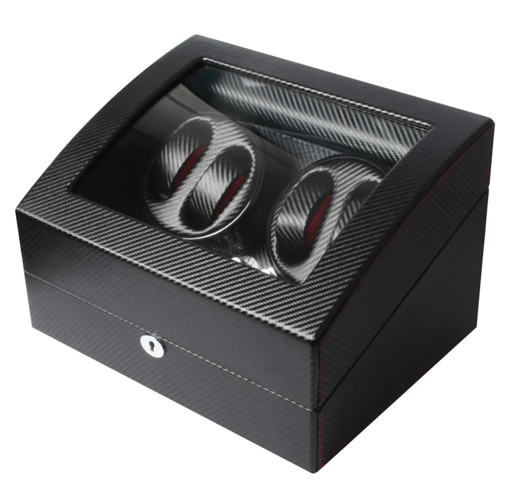 Автоматическая коробка для наматывания часов из черного карбона 4 + 6|automatic watch winder