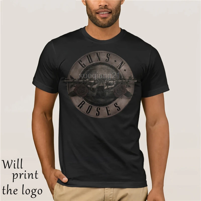 Панк футболка Guns N Roses Футболка мужская черная с тяжелым металлом топы 100% хлопок