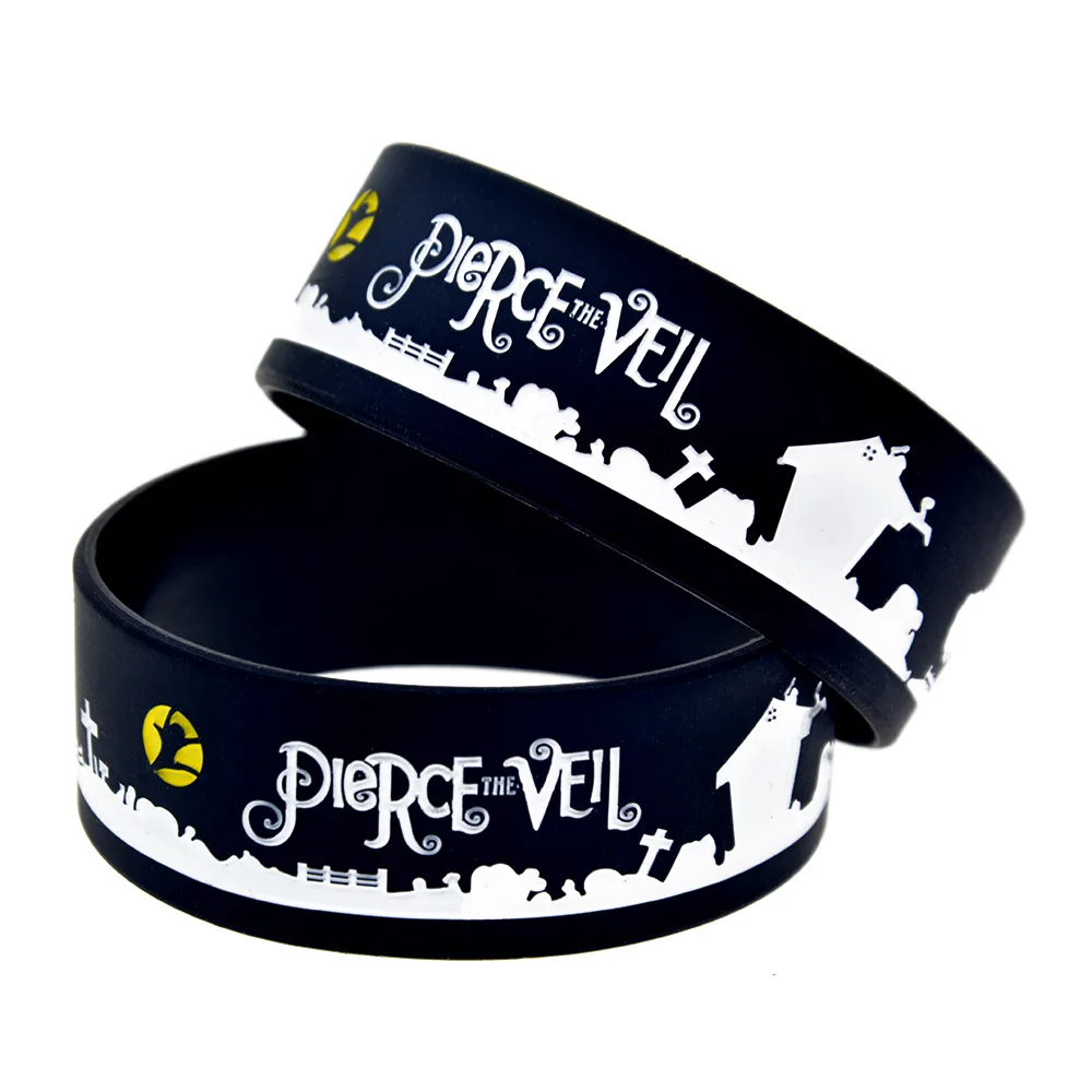 1 шт. Pierce The Veil Wristband Силикона один дюйм широкая черная для фанатов музыки|Браслеты
