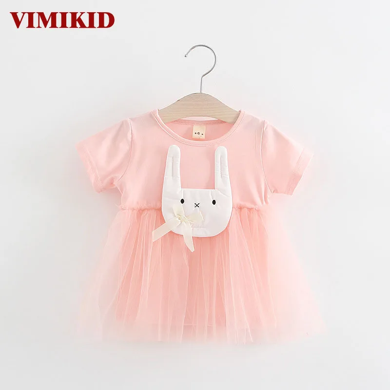 VIMIKID/2017 г. Новое летнее платье для девочек трикотажное с кроликом одежда малышей