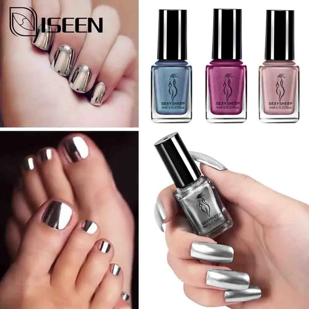 1/2 Pcs Mirror Effect Metallic Nail Polish Purple Rose Gold Silver Chrome Art Varnish For Nails Manicure Lacquer Set | Красота и