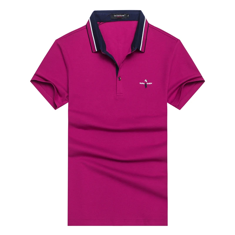 Мужская хлопковая рубашка поло TACE & SHARK однотонная с логотипом Golfed 2018|logo polo shirt|male
