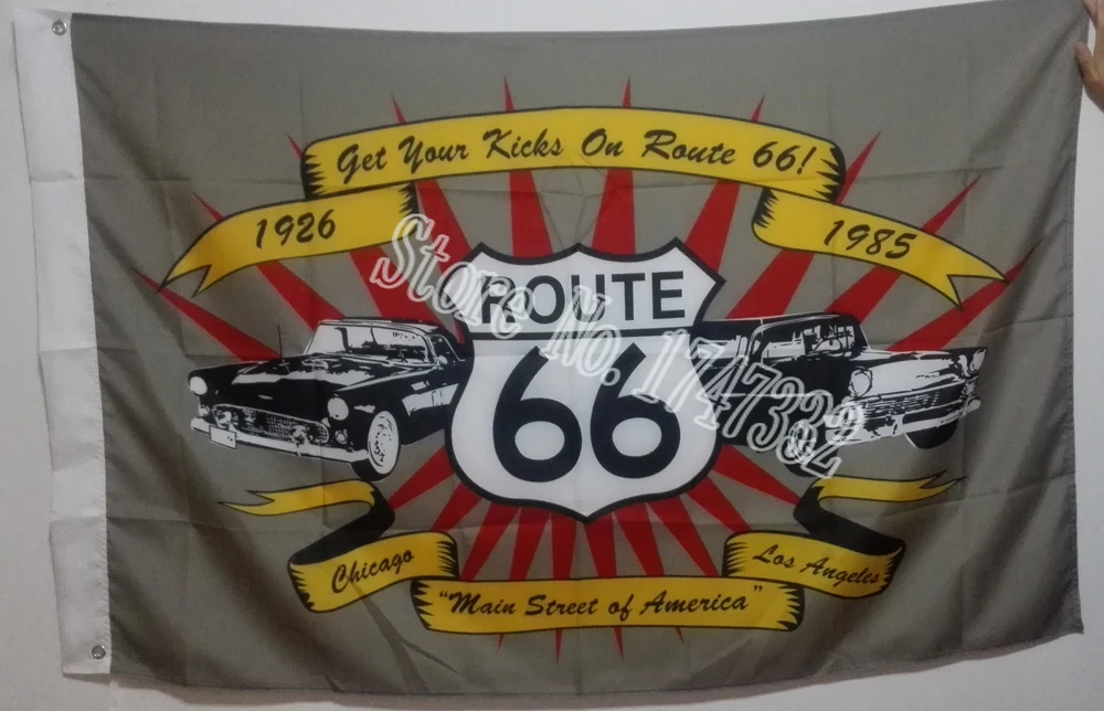 Route 66 Флаг США товары 3X5 футов 150X90 см Баннер латунные металлические отверстия