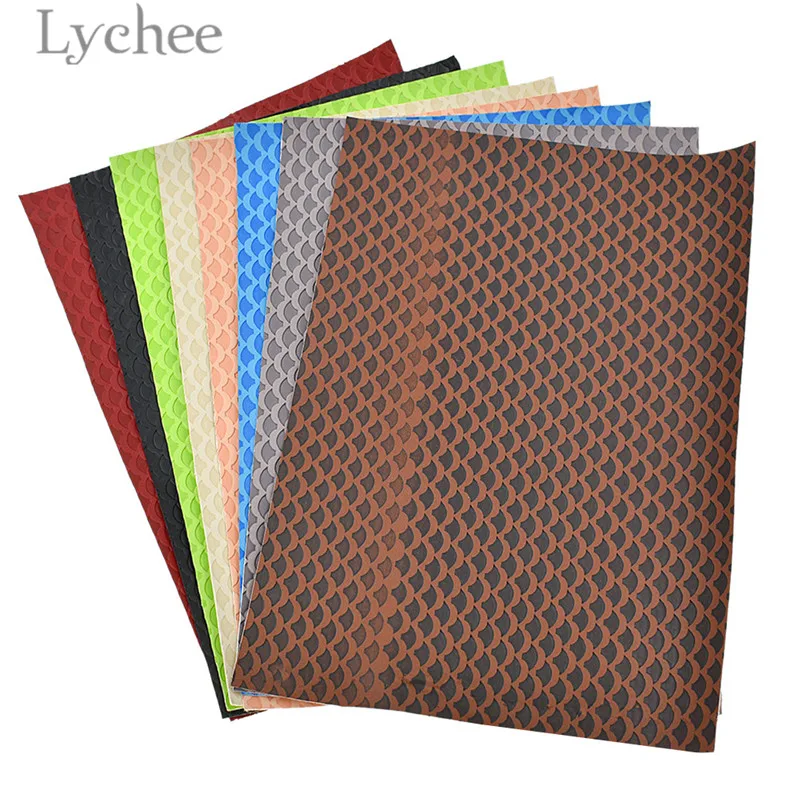 Lychee, 15x21 см A5 Морская ракушка "Русалка" тисненая искусственная кожа ткань высокое качество синтетической кожи DIY Материал для Сумки из натуральной кожи одежды