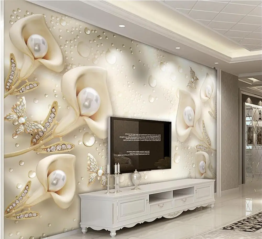 Beibehang papel де parede пользовательские фото обои Большая фреска 3d Роскошные цветы 3d ювелирные изделия ТВ фон стены 3d обои - Цвет: 16237918