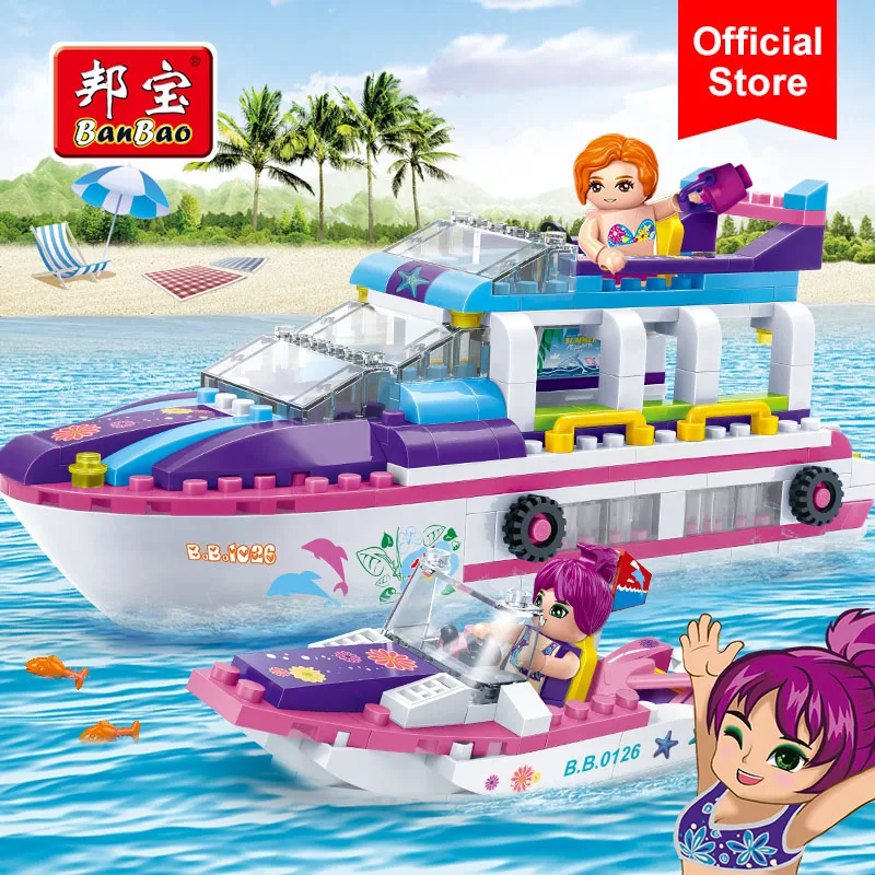 BanBao 6140 конструктор игрушечный для детей яхта корабль лодка морской берег|girl