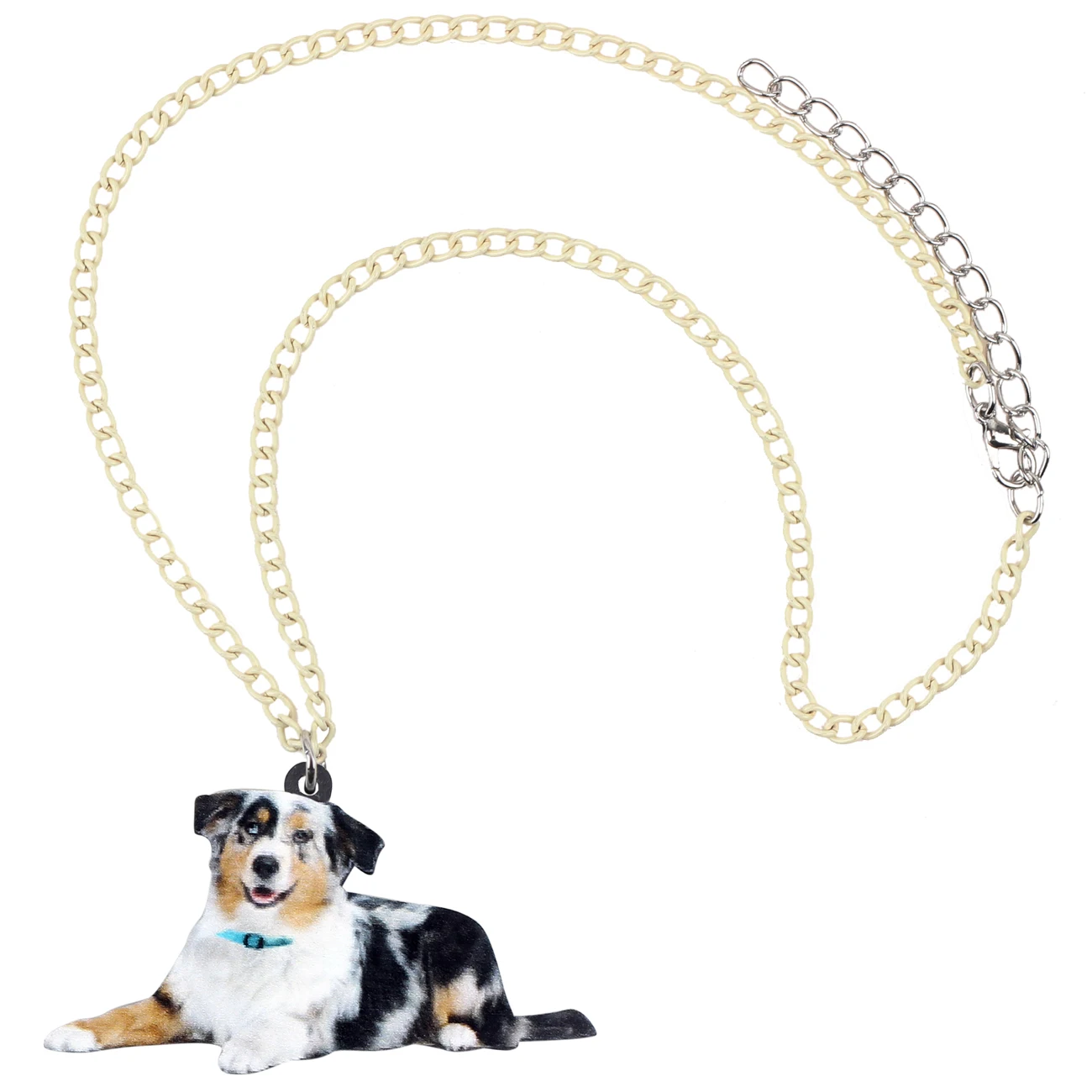 Bonsny акриловая лежа Австралийская овчарка Подвеска для ожерелья собак воротник