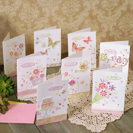 

Eno Greeting handmade birthday card party paper layered flower cards glitter birthday invitation cards