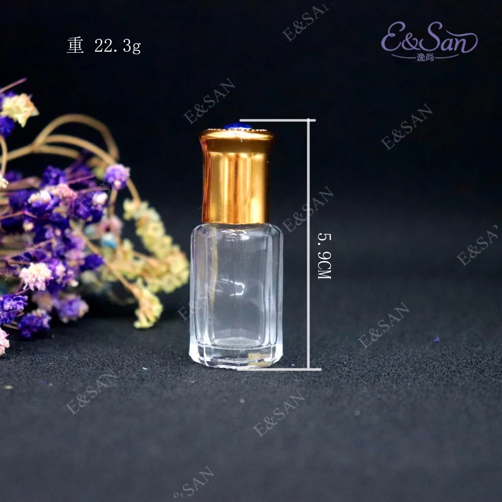 Портативный Флакон для духов оптовая продажа 6 мл Золотая крышка пустая бутылка