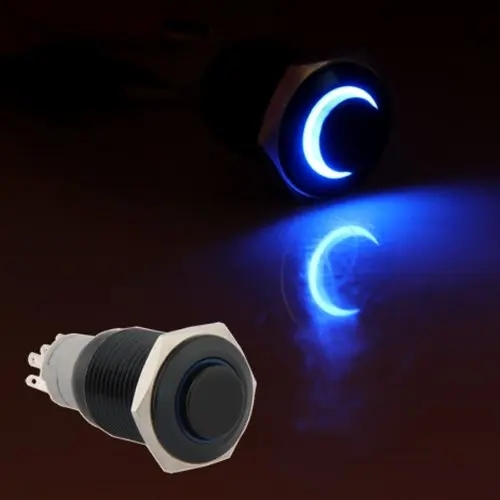 12V кнопочный переключатель дверной звонок Кнопка Звонок синий светодиод 16 мм