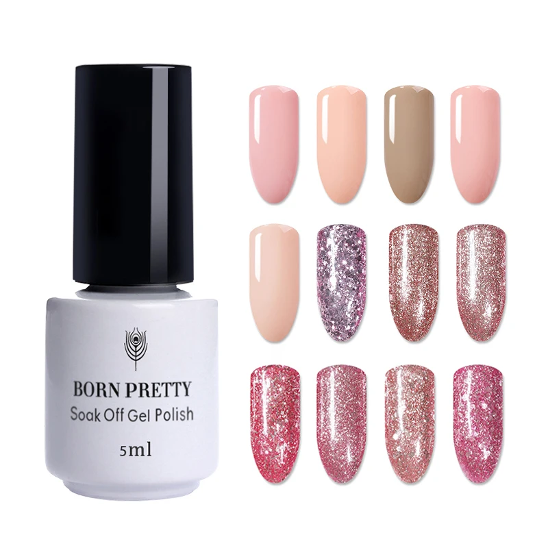 5ml 12pcs Гель для ногтей BORN PRETTY цвета розового золота, 12 шт. в наборе, блестящий Гель-лак, УФ-лак для ногтей, розовые блестки, Гель-лак для ногтей цвета шампанского и золота - Цвет: 5ml 12pcs