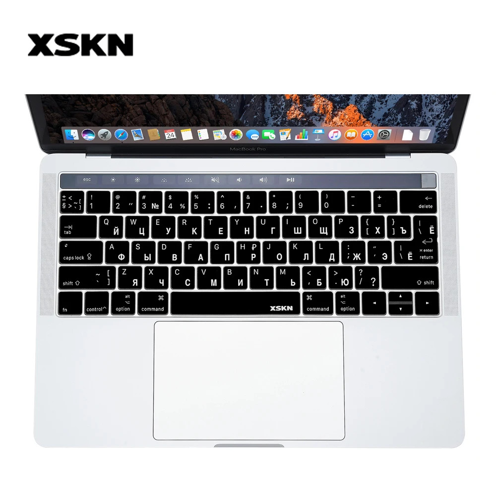 

XSKN Russian Keyboard Skin Silicone Protector for Macbook New Pro 13" A1706 15" A1707 2016 Release With Touch Bar, Plus Gift