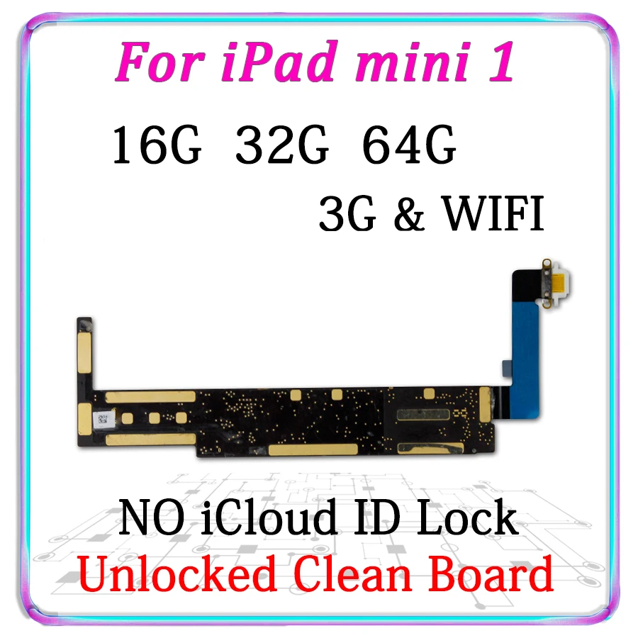 Оригинальная разблокированная материнская плата для iPad MINI 1 a1432 wifi версия A1454 или a1455 Бесплатный iCloud материнская плата с чипами