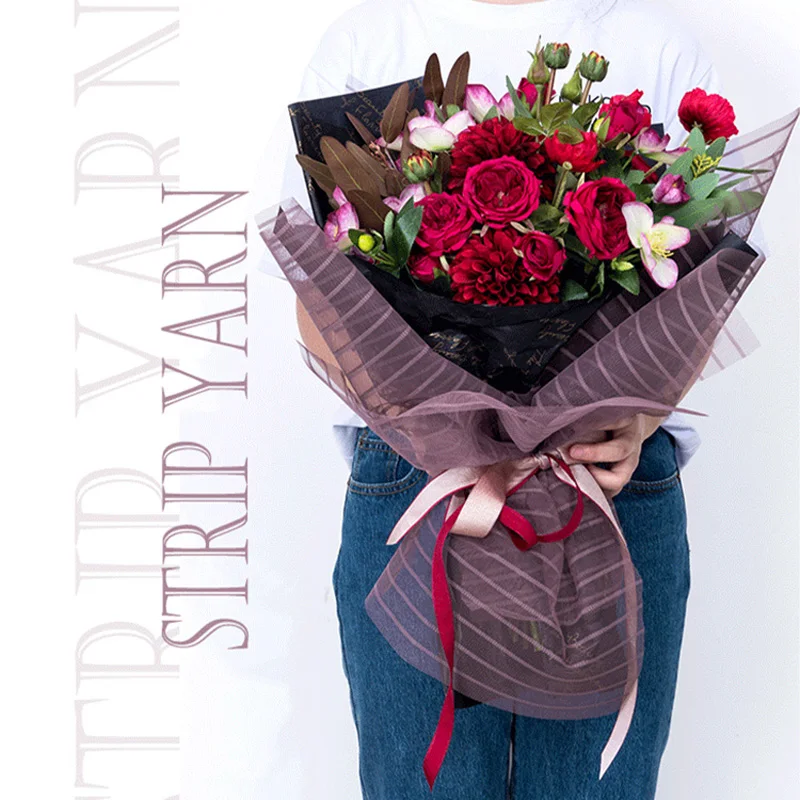 5 ярдов корейские полосатые узоры упаковочные материалы для цветов букеты