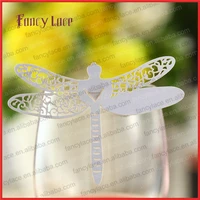 50pcs new arrival die cut party decorations place cardelegent place name card dragonfly shape paper party decor for wine glass