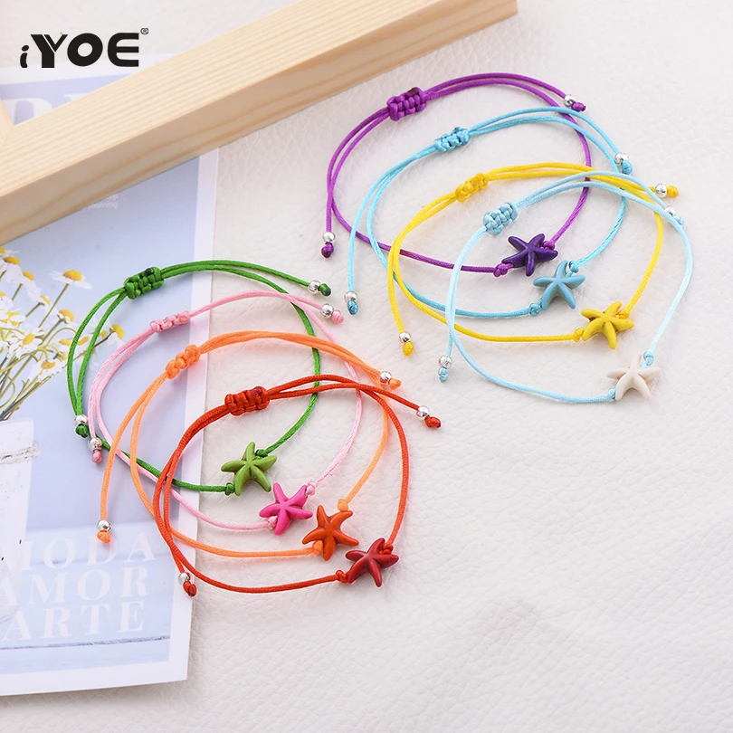 IYOE DIY Красочные веревочные браслеты с морскими звездами для женщин и детей