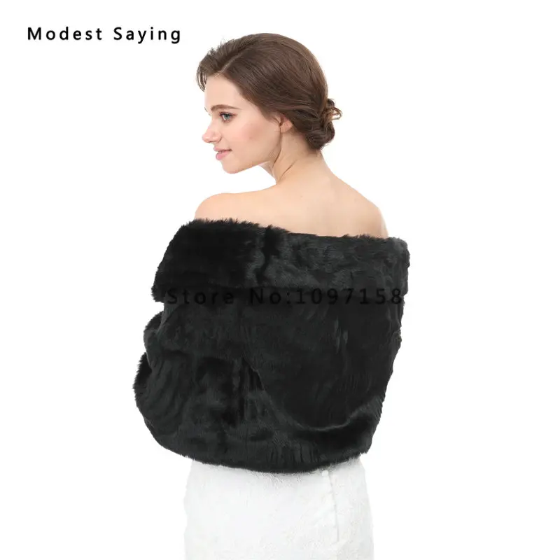 Black Faux Fur Wedding Shawls 2017 New Arrival Formal Bridal Cloak Women Party Boleros Stoles Warm Wraps Accessories | Свадьбы и