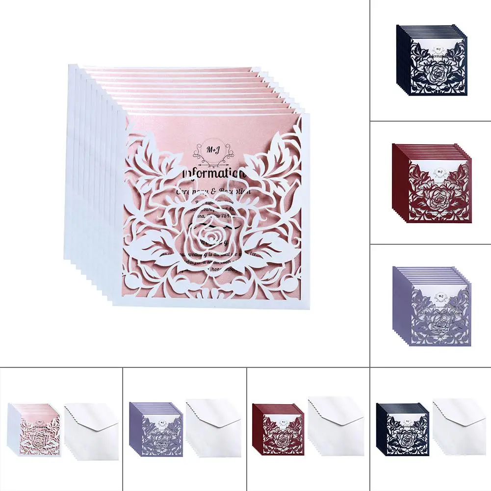 Лидер продаж 10 шт./лот свадебные приглашения с кружевным карманом квадратная