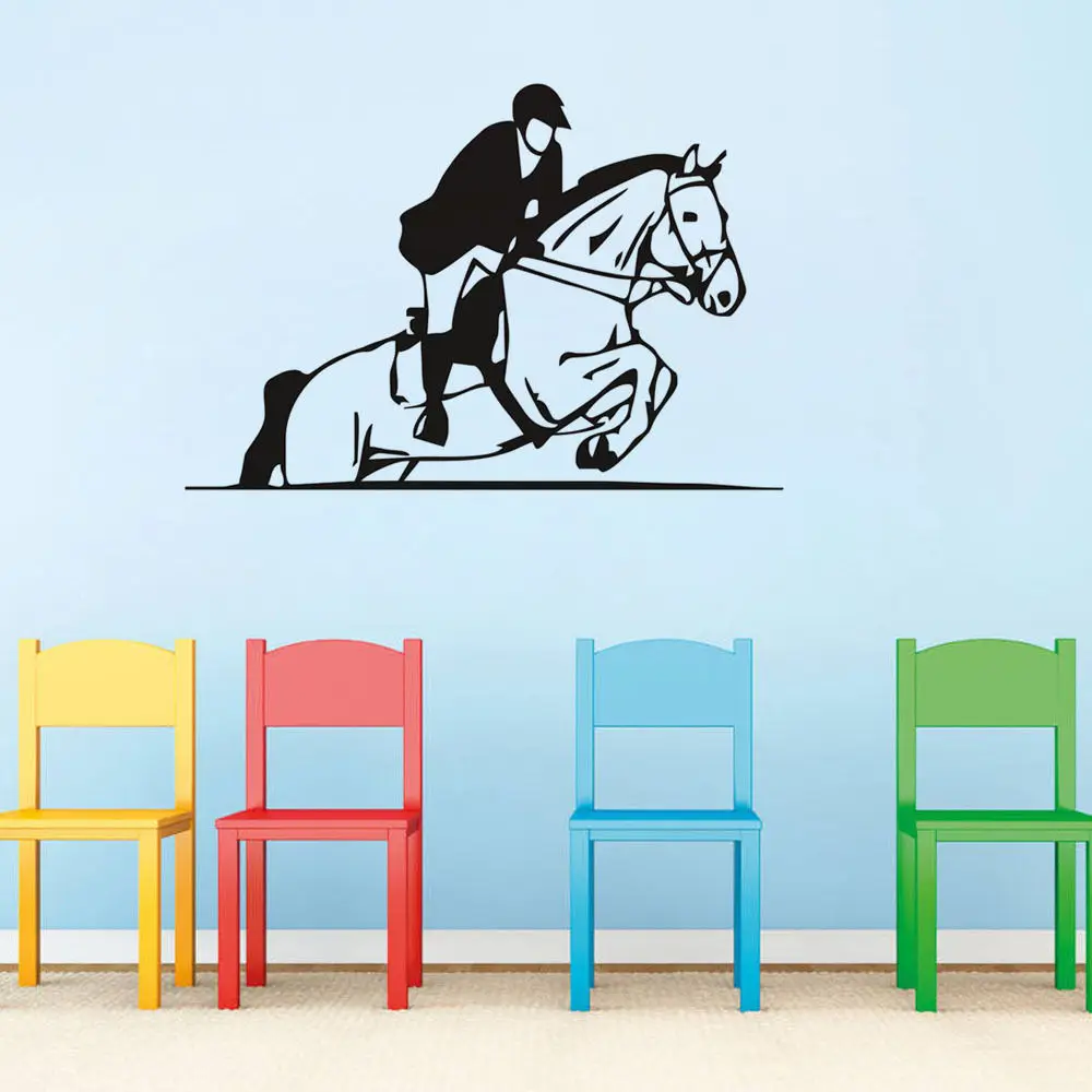 Виниловые наклейки на стену с изображением верховой езды лошади съемные