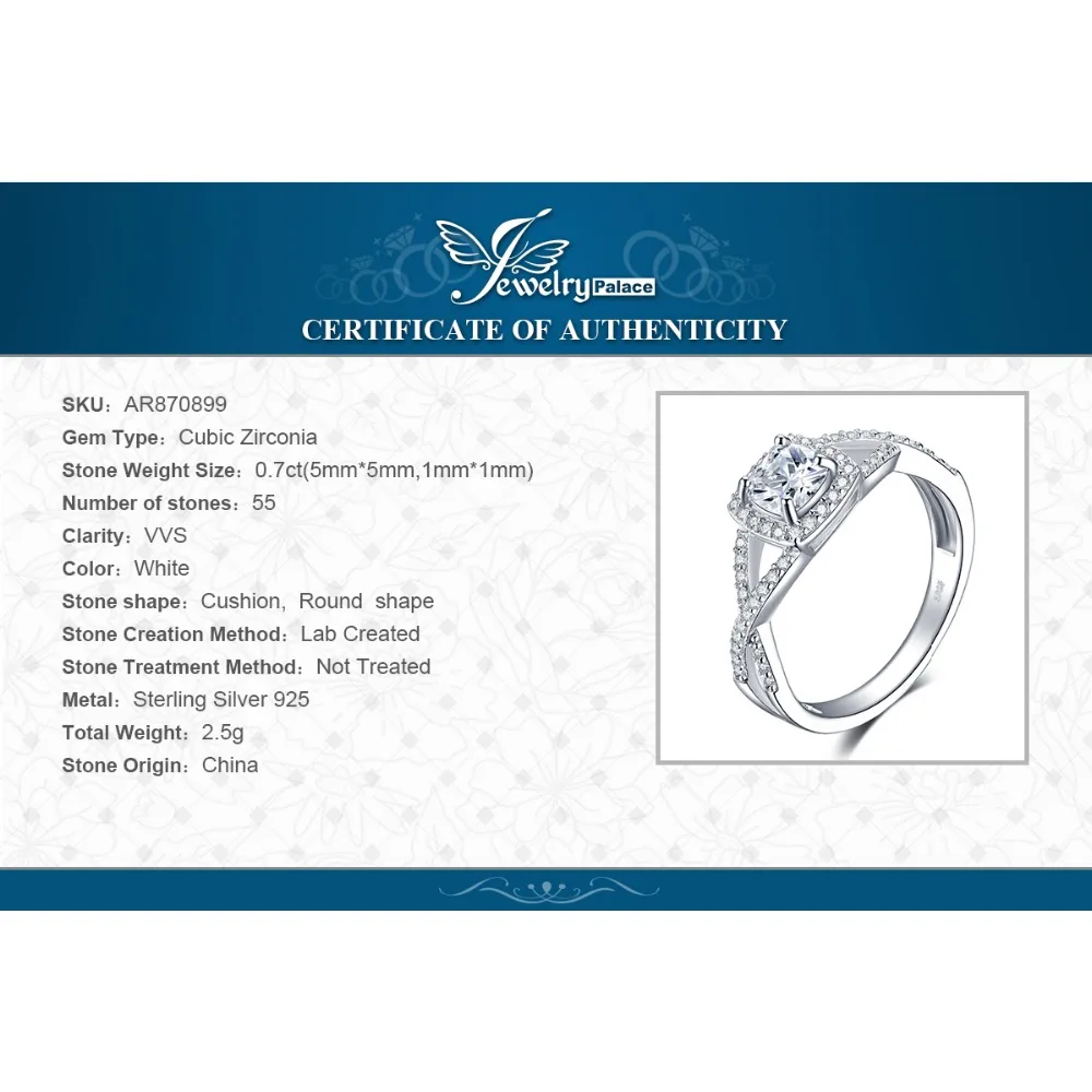 JewelryPalace Юбилей и обручальное кольцо 925 пробы серебро Обручение свадебные подарки