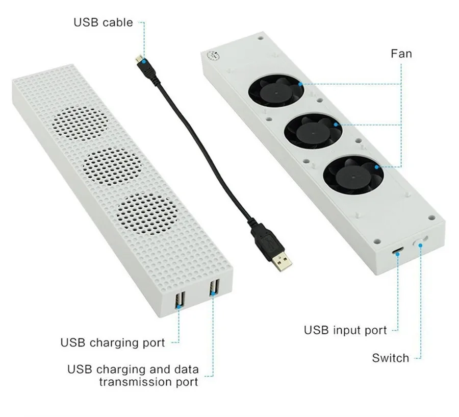 OIVO охлаждающий вентилятор для Xbox One S Встроенный регулируемый микро USB Соединительный кулер с 3 высокоскоростными вентиляторами для Xbox One S консоль