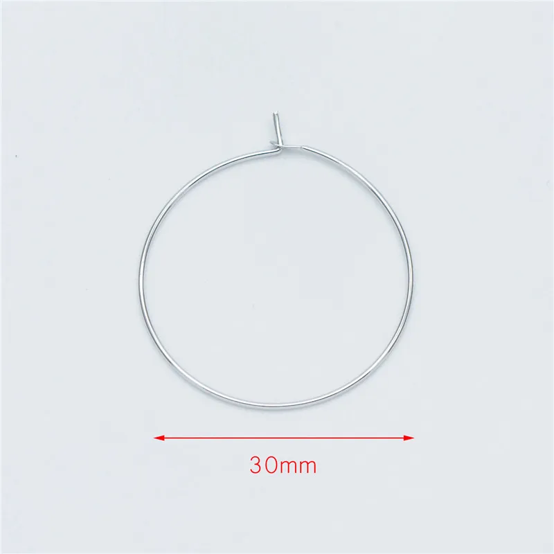 Silver(rhodium) 20 штук золото/серебро/роза золотой обруч уха провод, золото/родием серьги из латуни, 25/30 мм 0,7 мм(GB-532 - Цвет: Silver(rhodium)