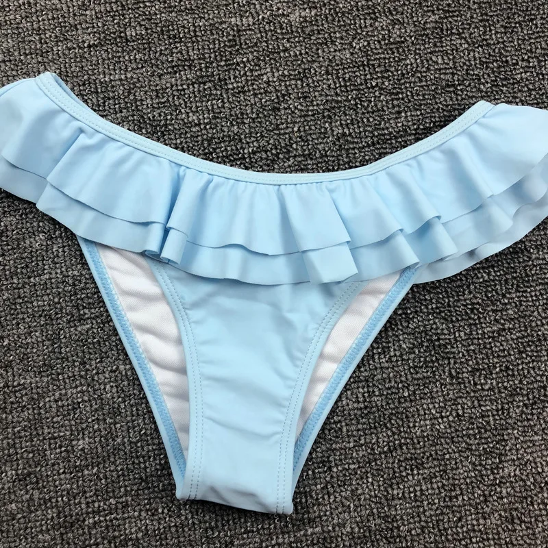 Solid Halter Top Swimwear Women Push Up Biquini 2019 Sexy Ruffle 2 Pieces Swimsuit Padded Bikini Set for Beachwear |