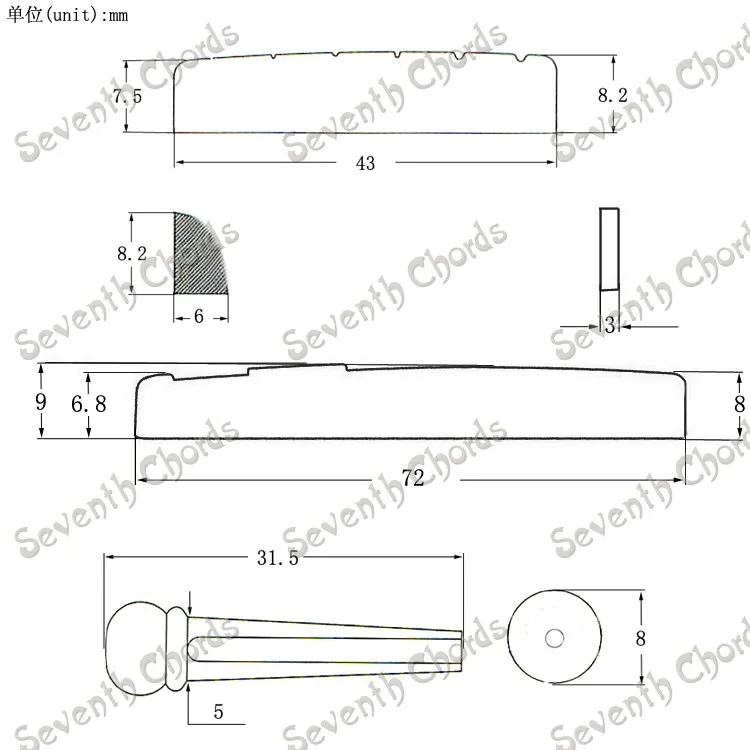 3 комплекта пластиковые седла и гайки мостовые штифты для акустической