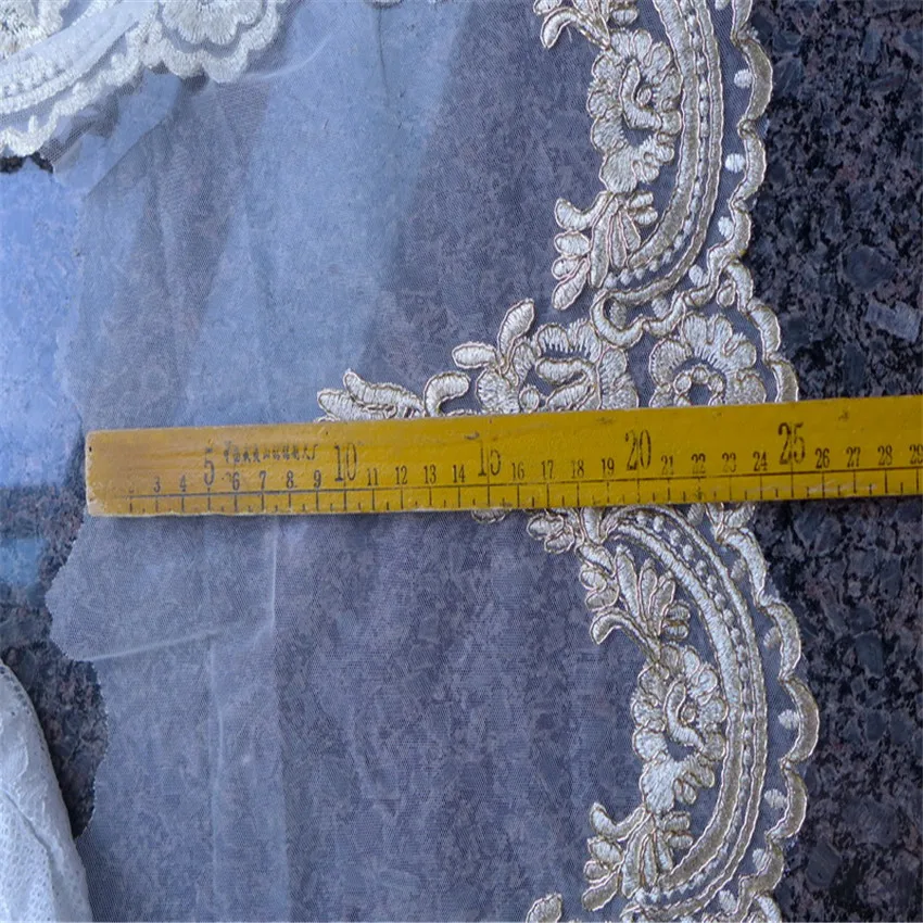 Новинка 2018 5 ярдов золотая нить кружевная отделка с проводным тюлем Сетчатое