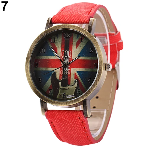 Sanwood reloj hombre 2018 Унисекс Винтажный Бронзовый джинсовый ремешок с британским флагом