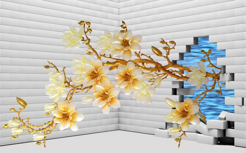 Занавески с рисунком магнолии цветочным принтом китайские индивидуальные 3D