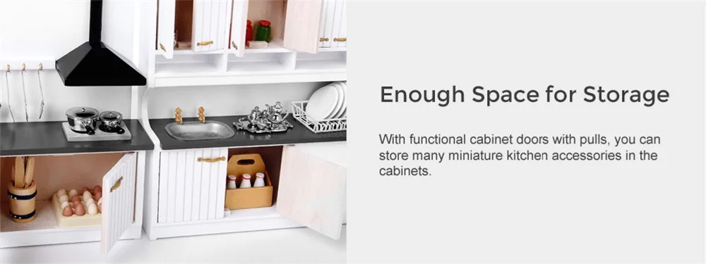 Hot Sale 1/12 Dollhouse Modern Sense Furniture Kitchen Cabinet Table Set&Silver Metal Wine Set Decoration Accessories
