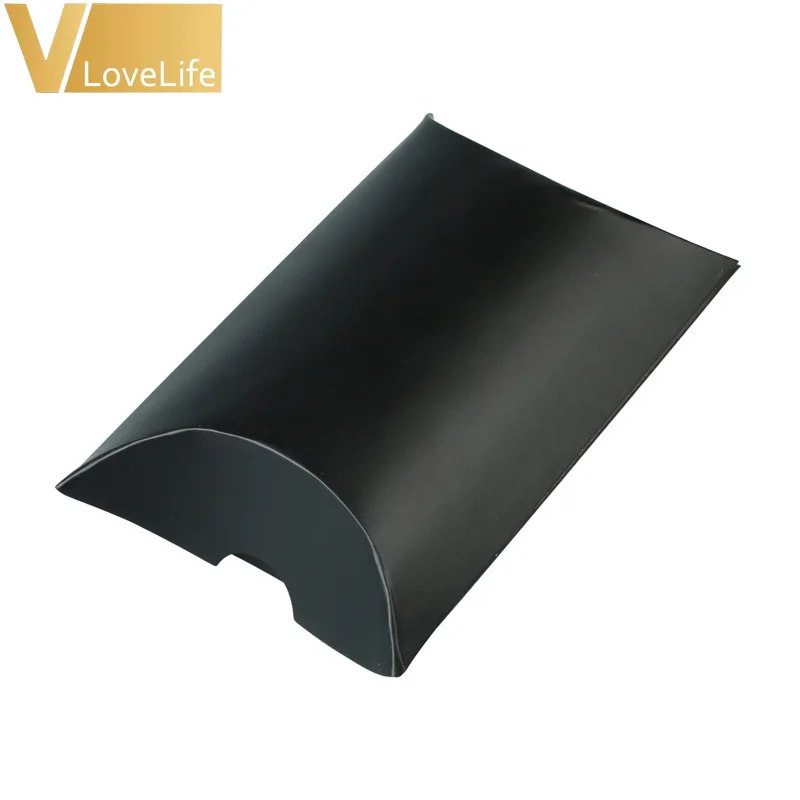black 50 шт./партия, большая подарочная коробка конфет, крафт-бумага, коробка в форме подушки, для свадебной вечеринки, подарочные коробки, аксессуары, любимая крафт-бумага - Цвет: black