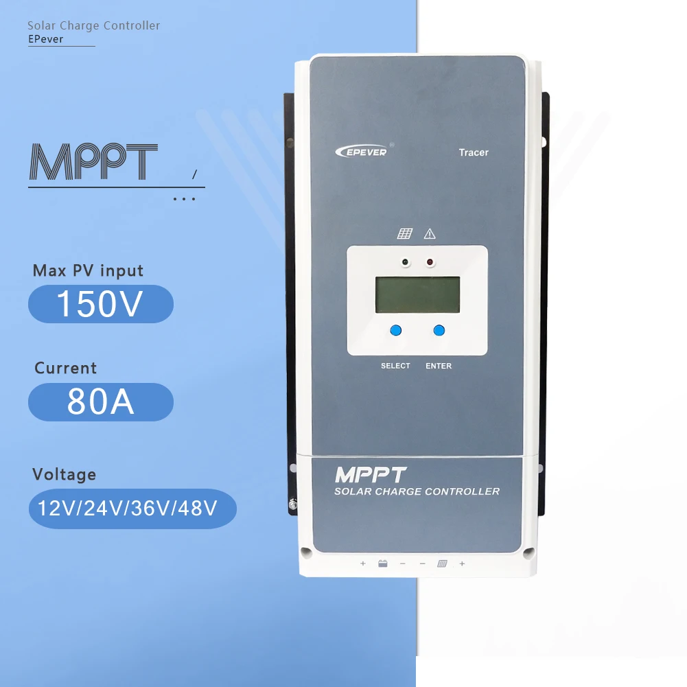 EPever Tracer8415AN 80A солнечное зарядное устройство MPPT контроллер 12 В 24 в 36 в 48 в авто для Max 150 в солнечная панель Входной регулятор с MT50 - Цвет: 80AN
