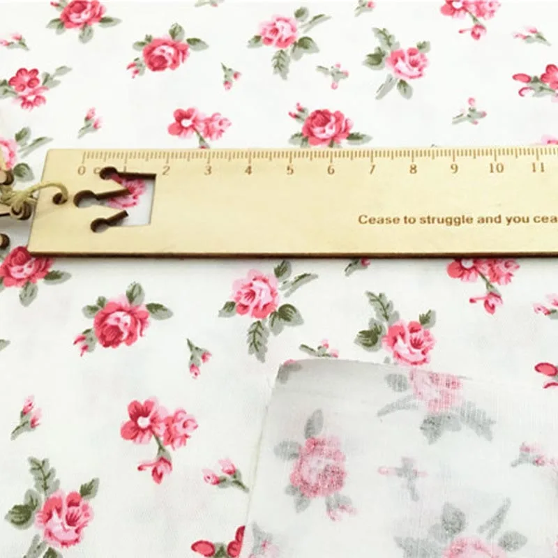 Хлопок пасторальный бежевый poeny Цветочные Саржевые ткани для DIY детей куклы кроватки постельные принадлежности подушки платье ручная работа Лоскутная Ткань
