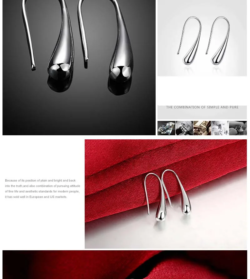 Г. Новая женская ушной крючок серебряные серьги teardrop девушек одежда для детей Ювелирные изделия Творческий ушной крючок oorbellen