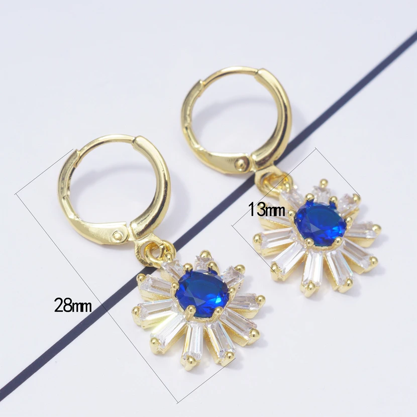 Роскошные блестящие серьги подвески с цветком модные для женщин голубым