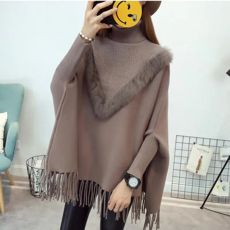 2021 пуловер новый свитер с высоким воротником женский осенне-зимний Свободный