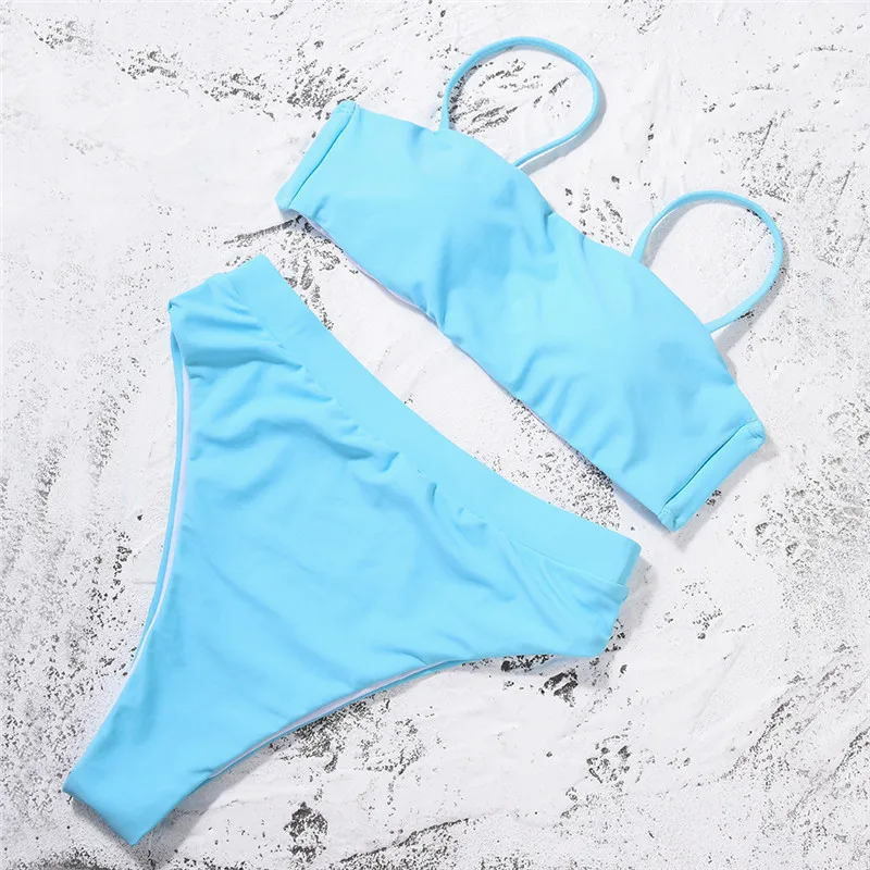 A2236 Lightblue Купальник с высокой талией,, сексуальное бикини для женщин, бразильский купальник, пуш-ап, бандо, топ, плюс размер, низ, бикини, набор, купальники - Цвет: A2236 Lightblue