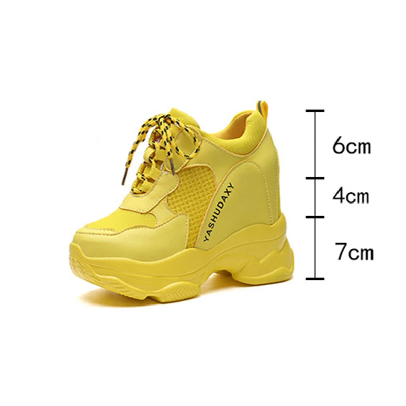 

Fashion Height Increased Women Platform Sneakers Casual Shoes Woman Lace Up Hide Heels Women Wedge Chunky Sneakers XU045