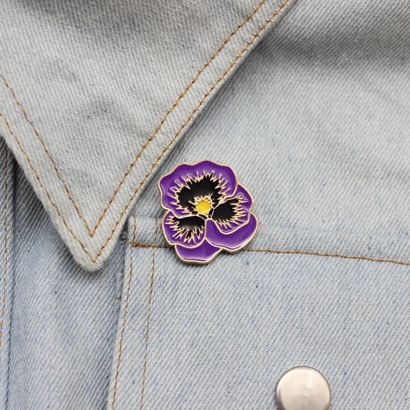 Фиолетовая Цветочная заколка с героями мультфильмов фиолетовая Брошь женская