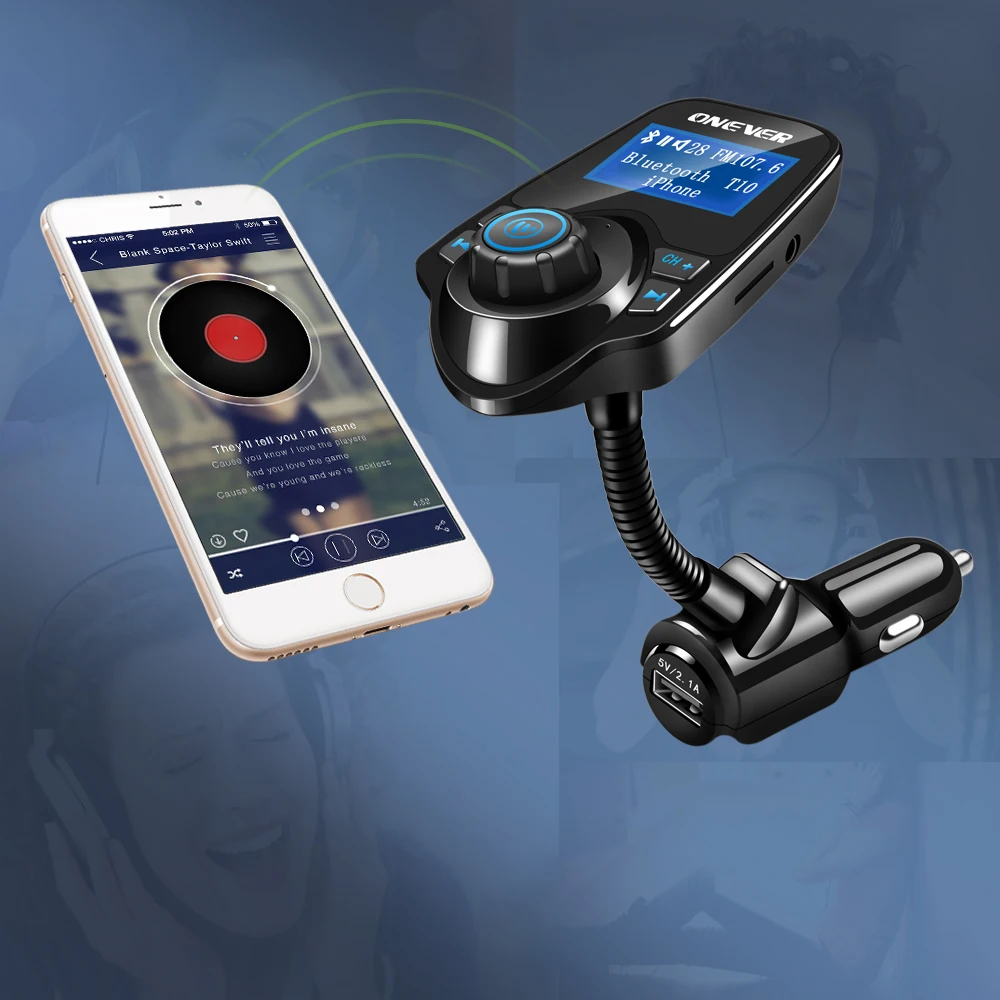 ONEVER fm-передатчик Беспроводной Bluetooth FM модулятор громкой связи car kit MP3 аудио плеер USB Автомобильное Зарядное устройство с ЖК-дисплей Дисплей
