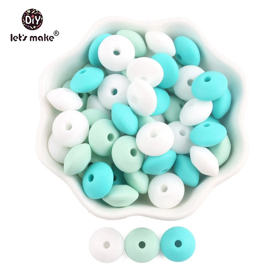 Turquoise Let's Make 20 шт. 12 мм Силиконовые счеты из бисера Красочные серии BPA Бесплатно Силиконовые Прорезыватели Детские Силиконовые Прорезыватели Abacus уход Pendan - Цвет: Turquoise