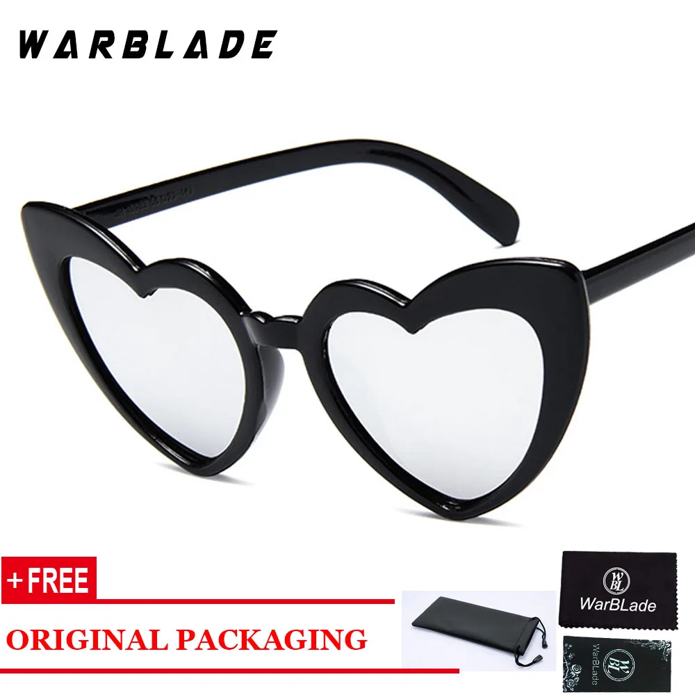 black silver WarBLade Новая Мода Сердце Солнцезащитные очки женские брендовые дизайнерские солнцезащитные очки «кошачий глаз» солнцезащитные винтажные Ретро очки Любовь Сердце очки различной формы женские - Цвет линз: black silver