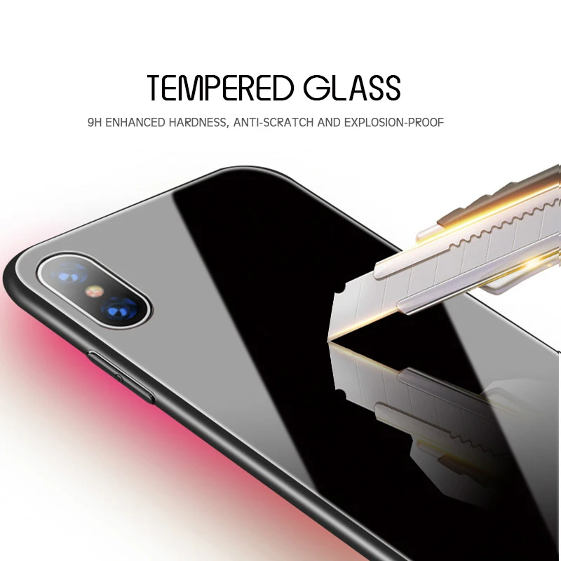 Роскошные чехлы для телефонов из закаленного стекла для iPhone 7, 8, 6, 6s Plus, стеклянная задняя силиконовая Противоударная крышка для iPhone 11 Pro X, XR, XS MAX