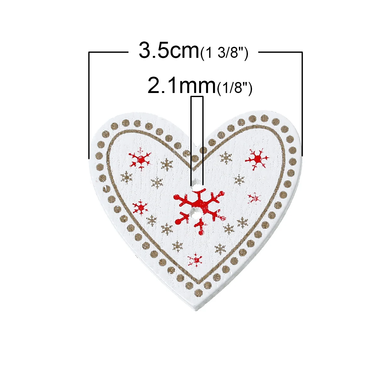 DoreenBeads деревянная швейная Кнопка Скрапбукинг сердце белый два отверстия