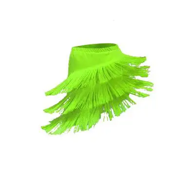 Юбка для латинских танцев, выступлений, для взрослых и детей, тренировочная юбка для танцев, юбка с двойной бахромой для латинских танцев, бальный костюм - Цвет: Light Green Skirt