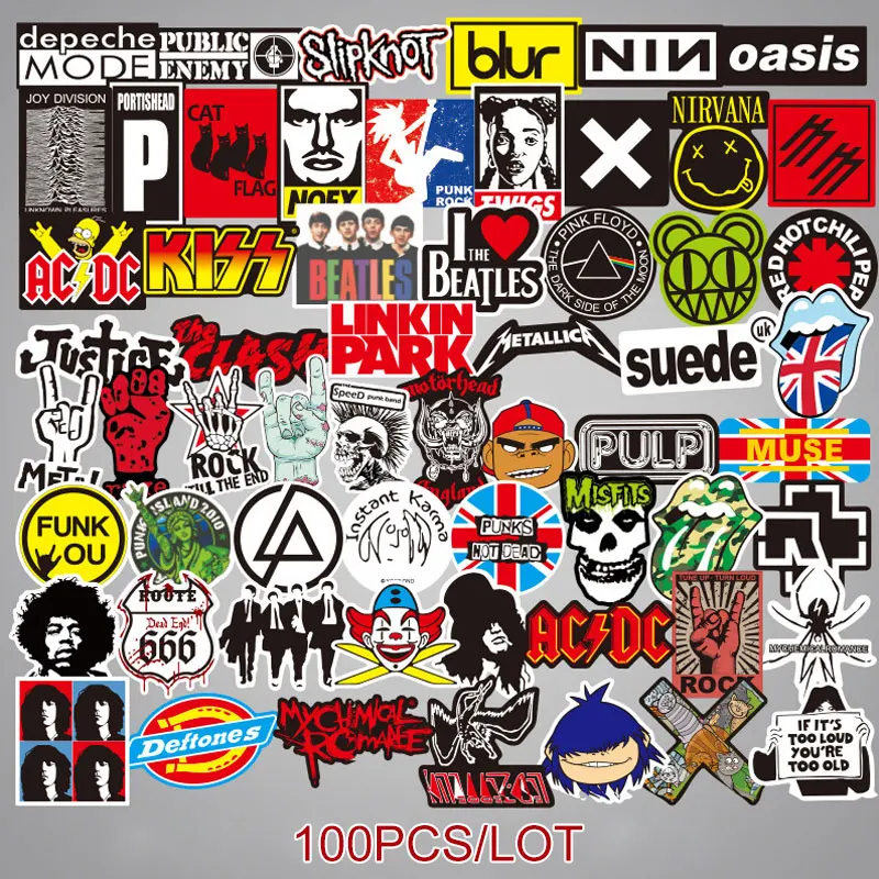 100 шт. ПВХ панк-рок стиль граффити наклейки водонепроницаемый стикер для
